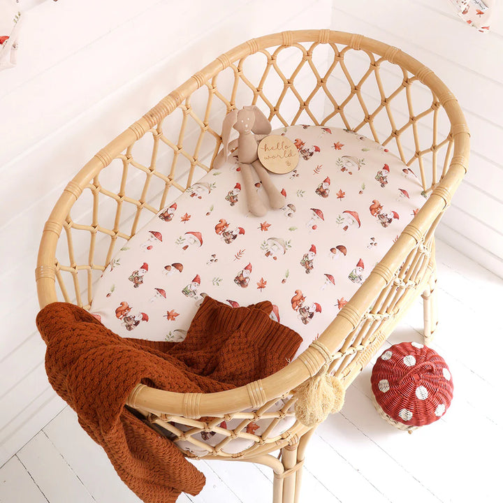 Organic Bassinet Sheet / Change Pad Cover - Gnomes