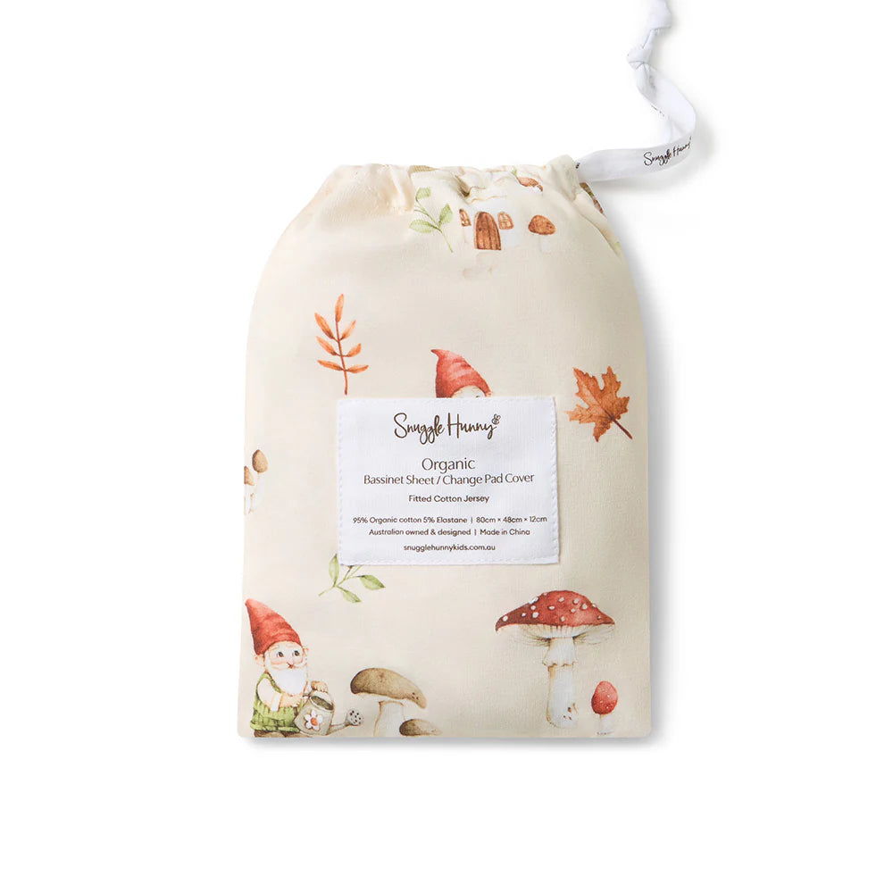 Organic Bassinet Sheet / Change Pad Cover - Gnomes