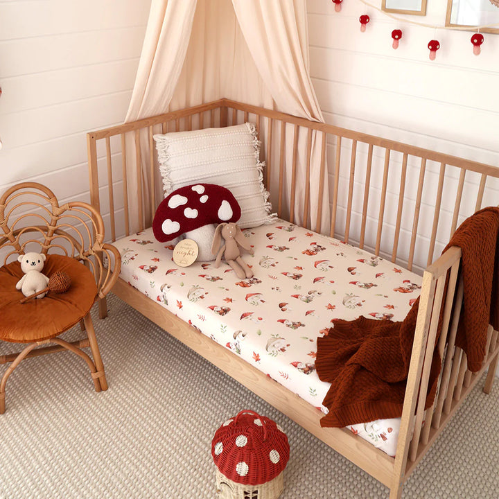 Organic Fitted Cot Sheet - Gnomes