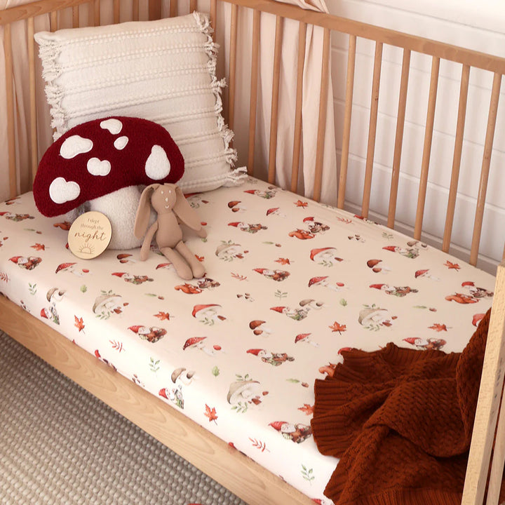 Organic Fitted Cot Sheet - Gnomes