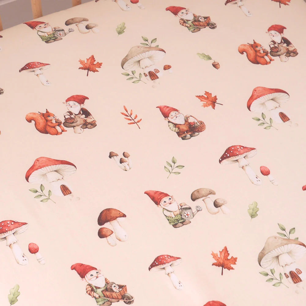 Organic Fitted Cot Sheet - Gnomes