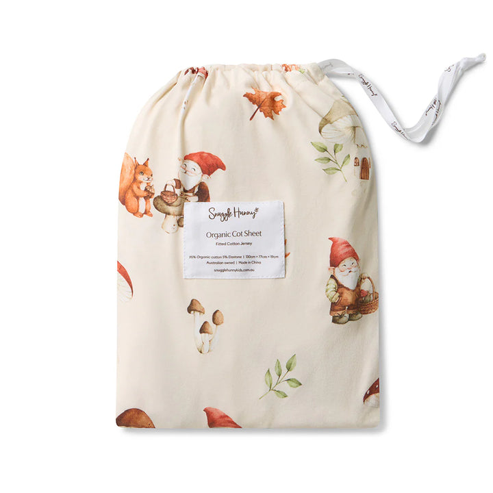 Organic Fitted Cot Sheet - Gnomes