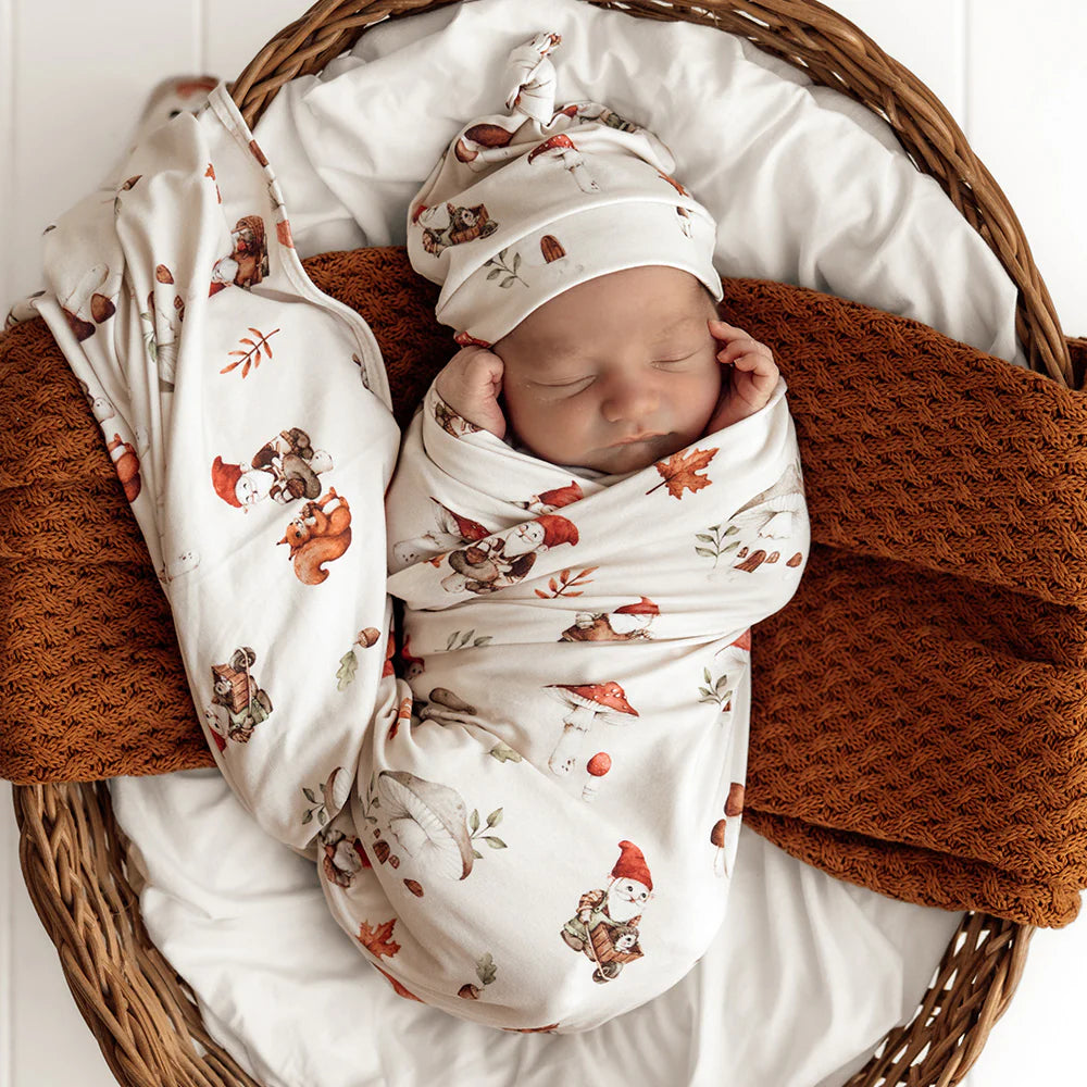 Baby Jersey Wrap & Beanie Set - Gnomes