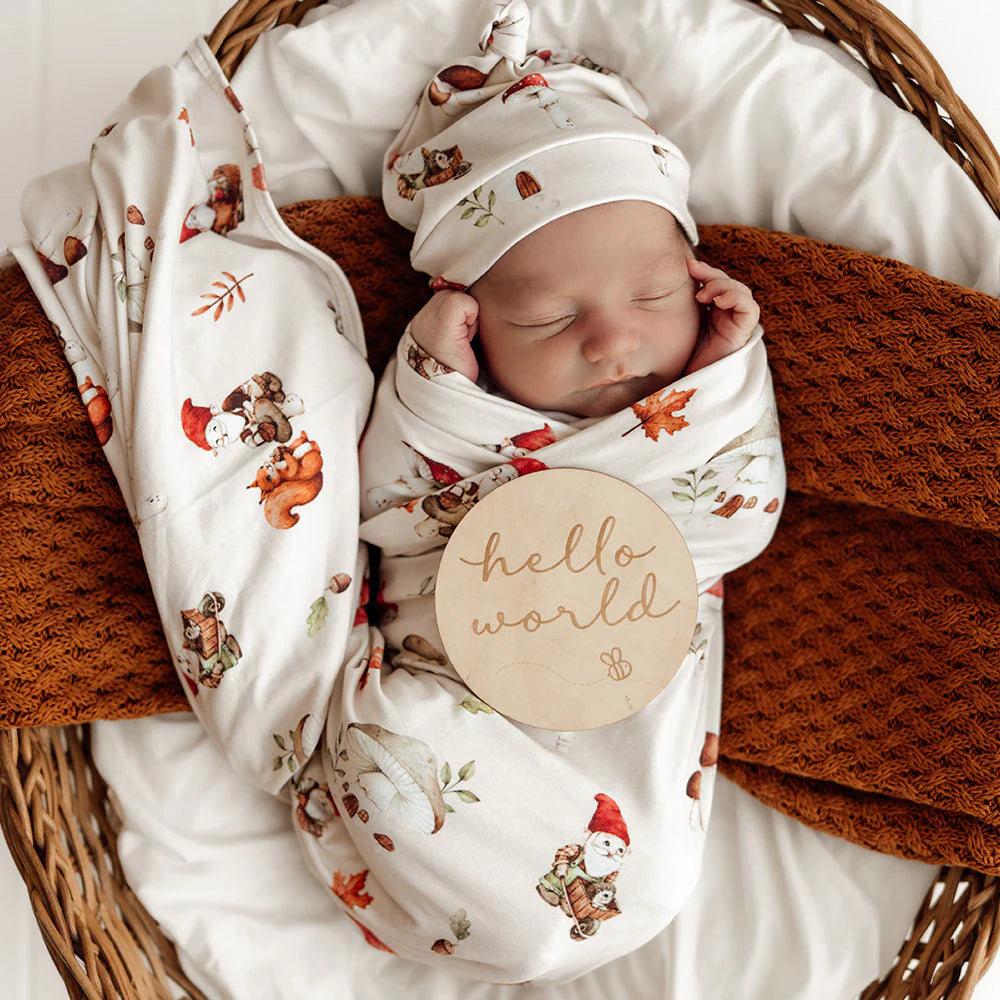 Baby Jersey Wrap & Beanie Set - Gnomes
