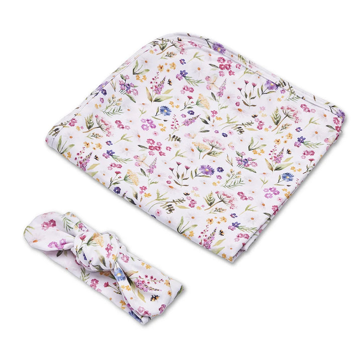 Snuggle Hunny Organic Jersey Wrap & Topknot Set - Gracie