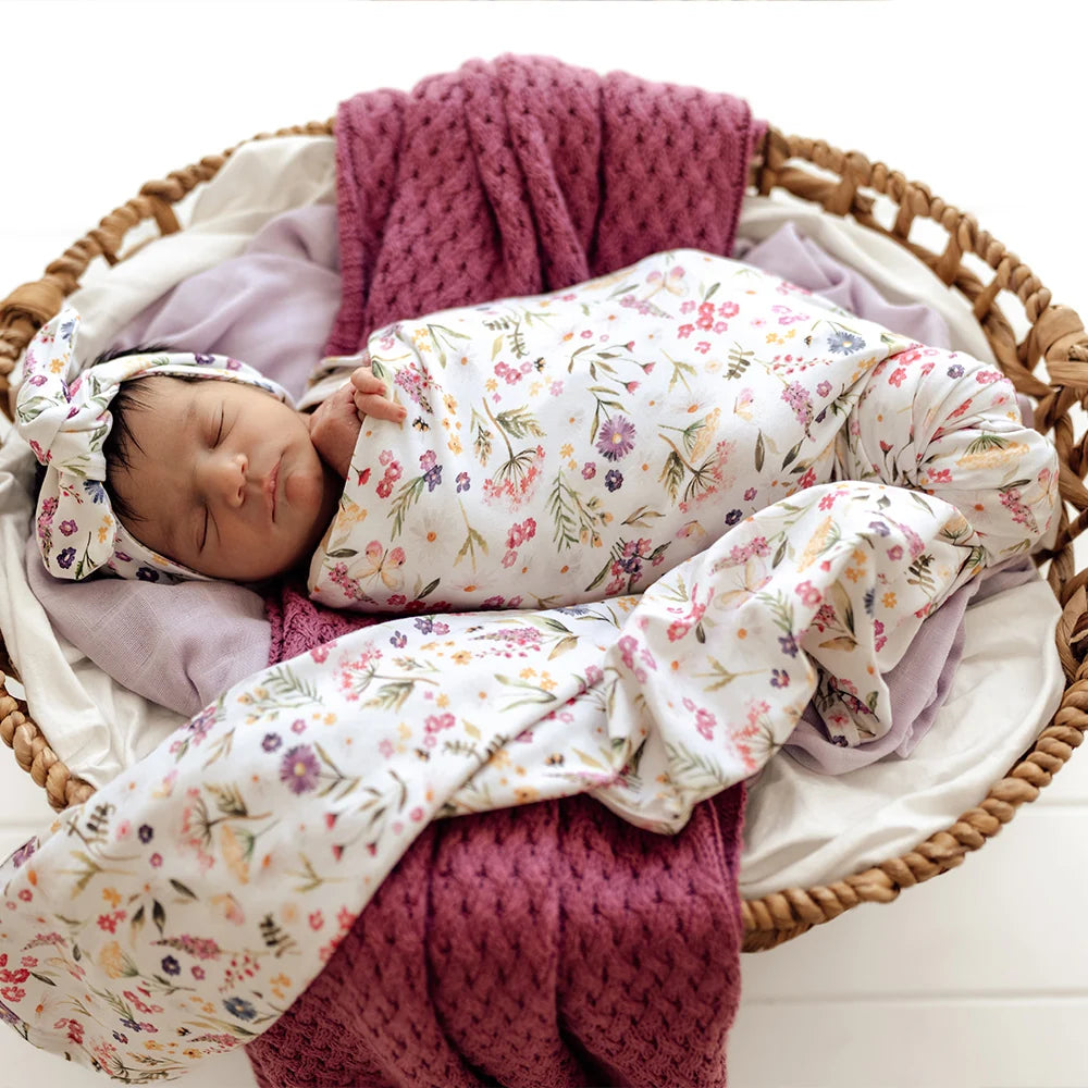 Snuggle Hunny Organic Jersey Wrap & Topknot Set - Gracie