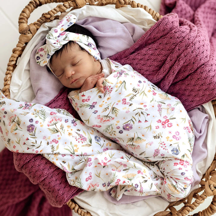 Snuggle Hunny Organic Jersey Wrap & Topknot Set - Gracie