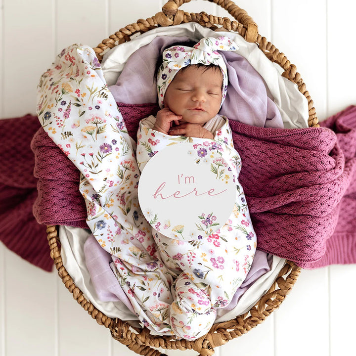 Snuggle Hunny Organic Jersey Wrap & Topknot Set - Gracie