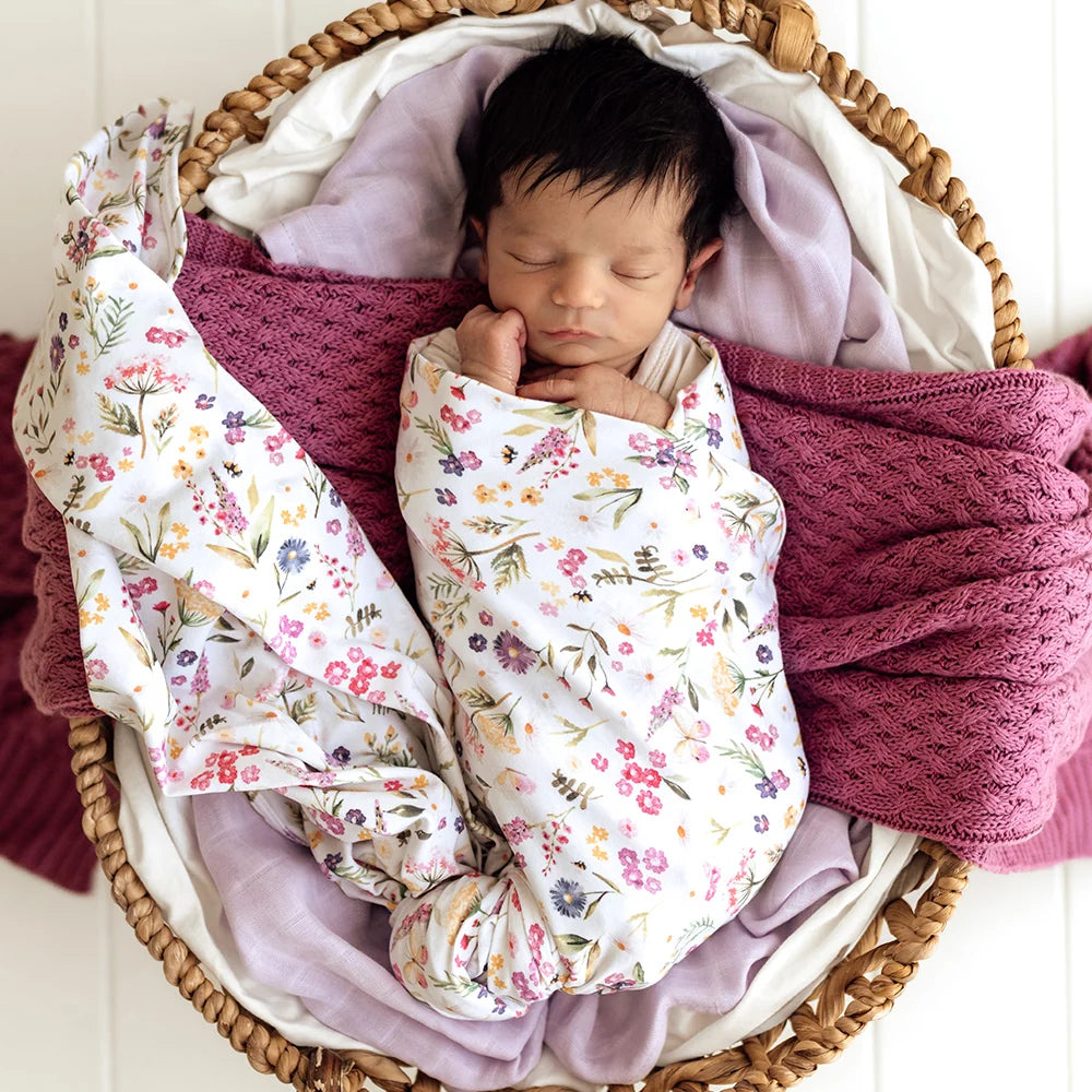 Snuggle Hunny Organic Jersey Wrap & Topknot Set - Gracie