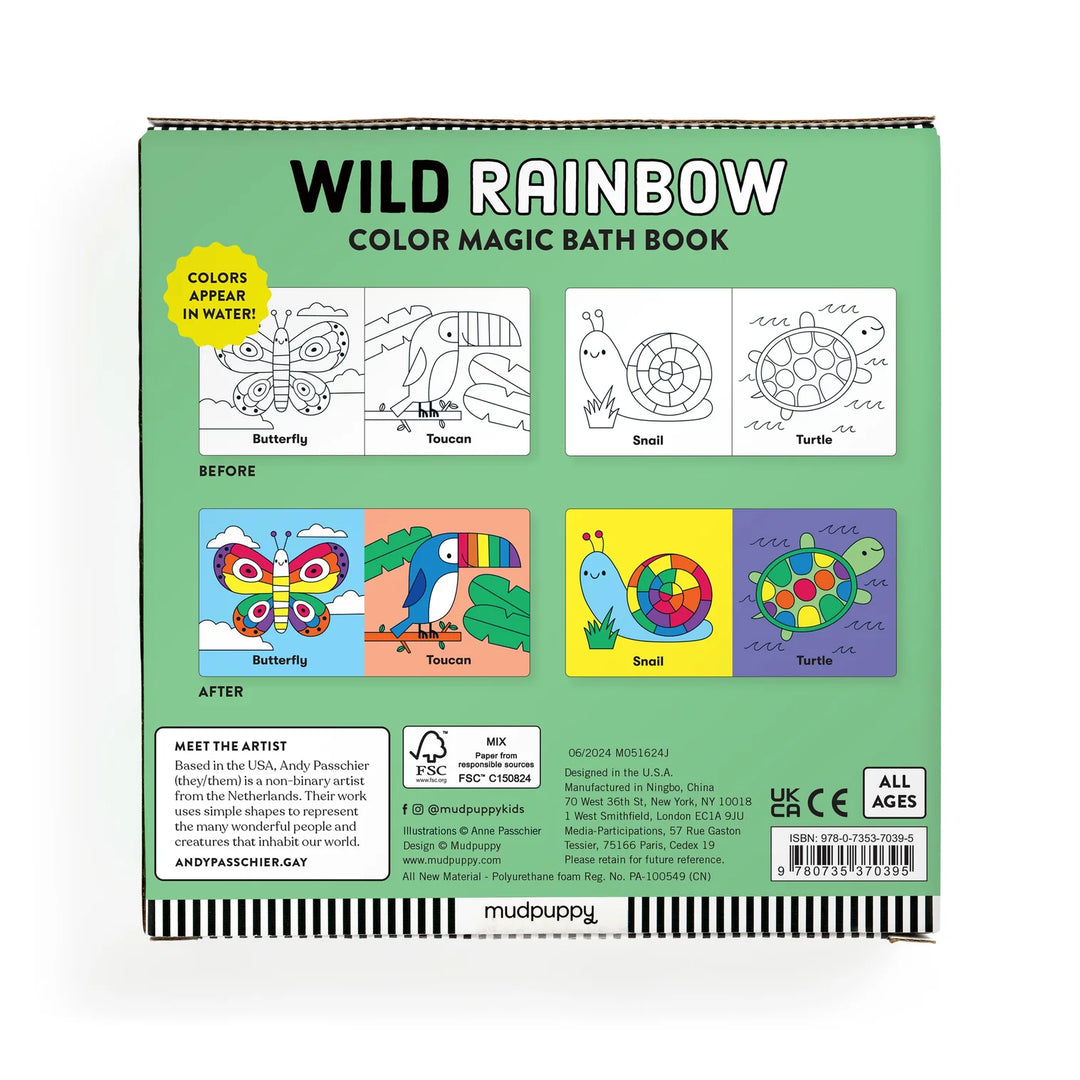 Mudpuppy Wild Rainbow Color Magic Bath Book Multi-Coloured