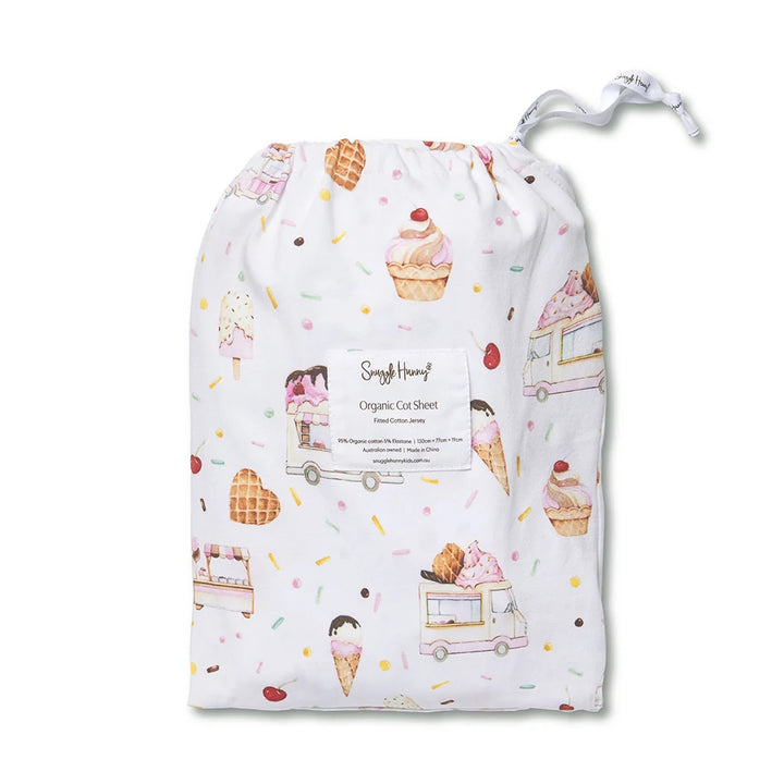 Snuggle Hunny Organic Fitted Cot Sheet - Ice Creams
