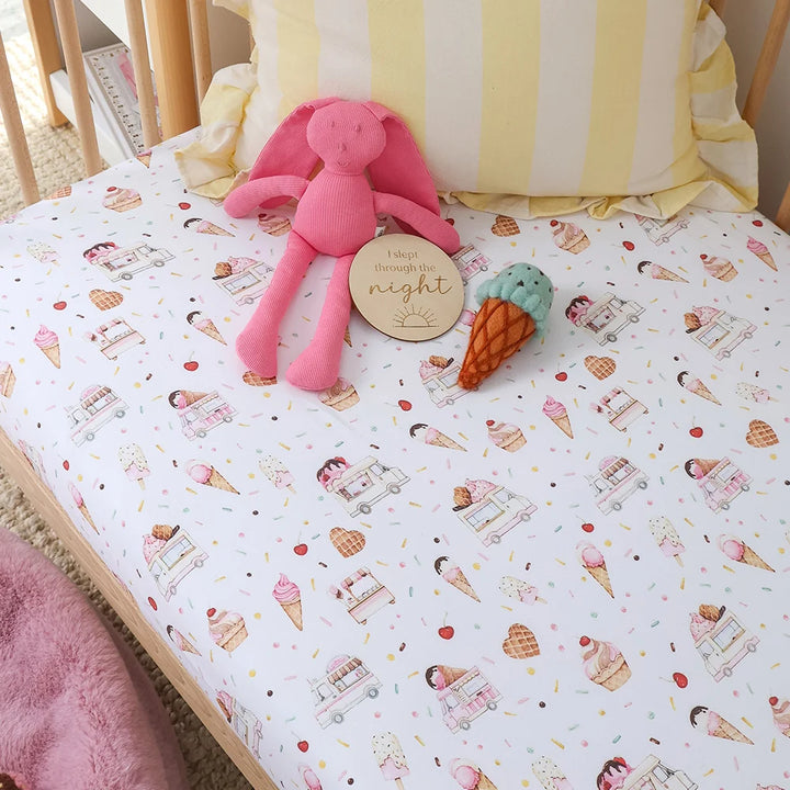 Snuggle Hunny Organic Fitted Cot Sheet - Ice Creams