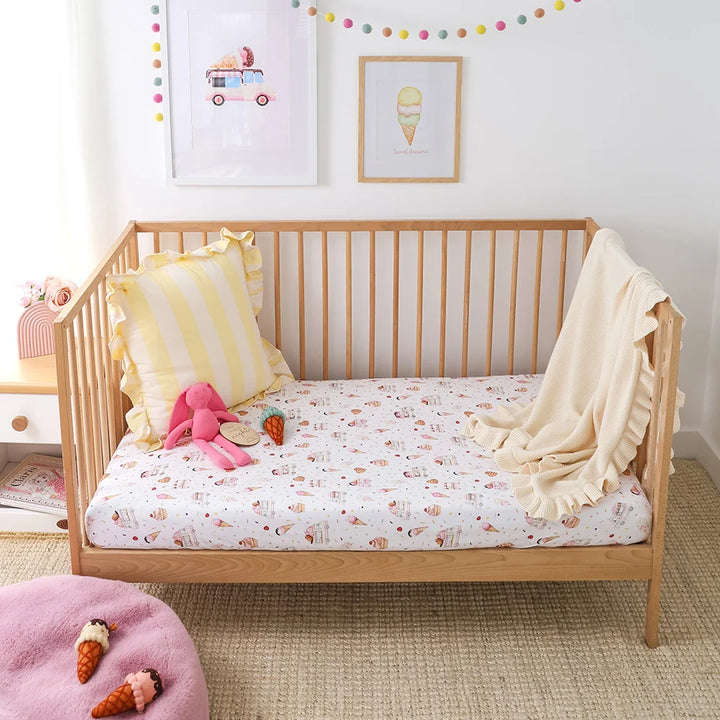 Snuggle Hunny Organic Fitted Cot Sheet - Ice Creams
