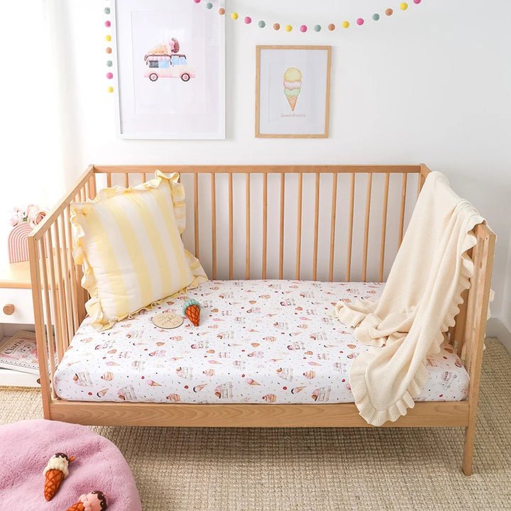 Snuggle Hunny Organic Fitted Cot Sheet - Ice Creams