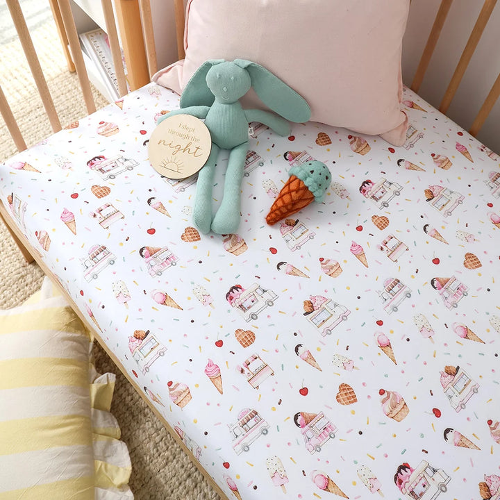 Snuggle Hunny Organic Fitted Cot Sheet - Ice Creams
