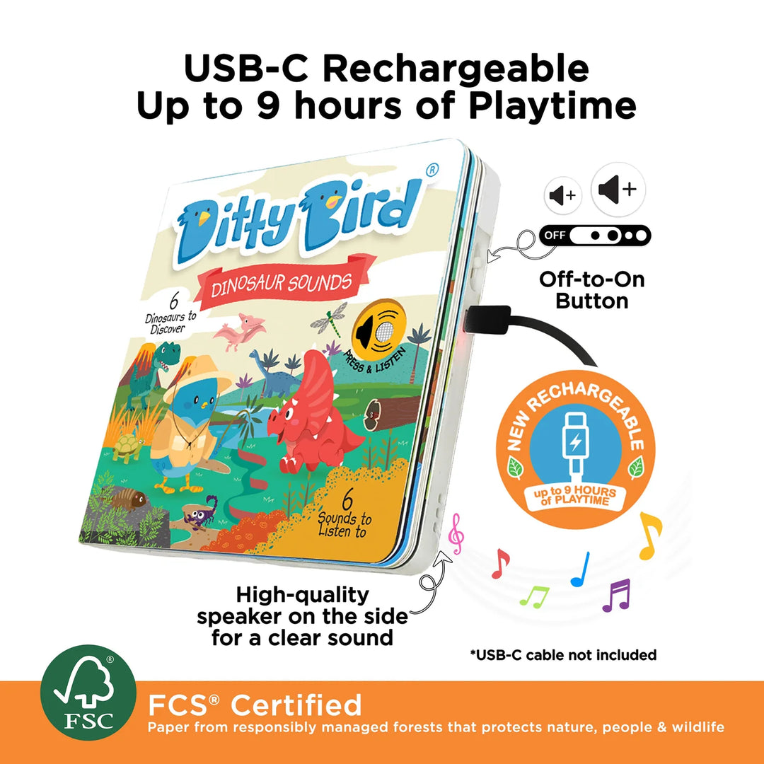 Ditty Bird Dinosaur Sounds Multi-Coloured