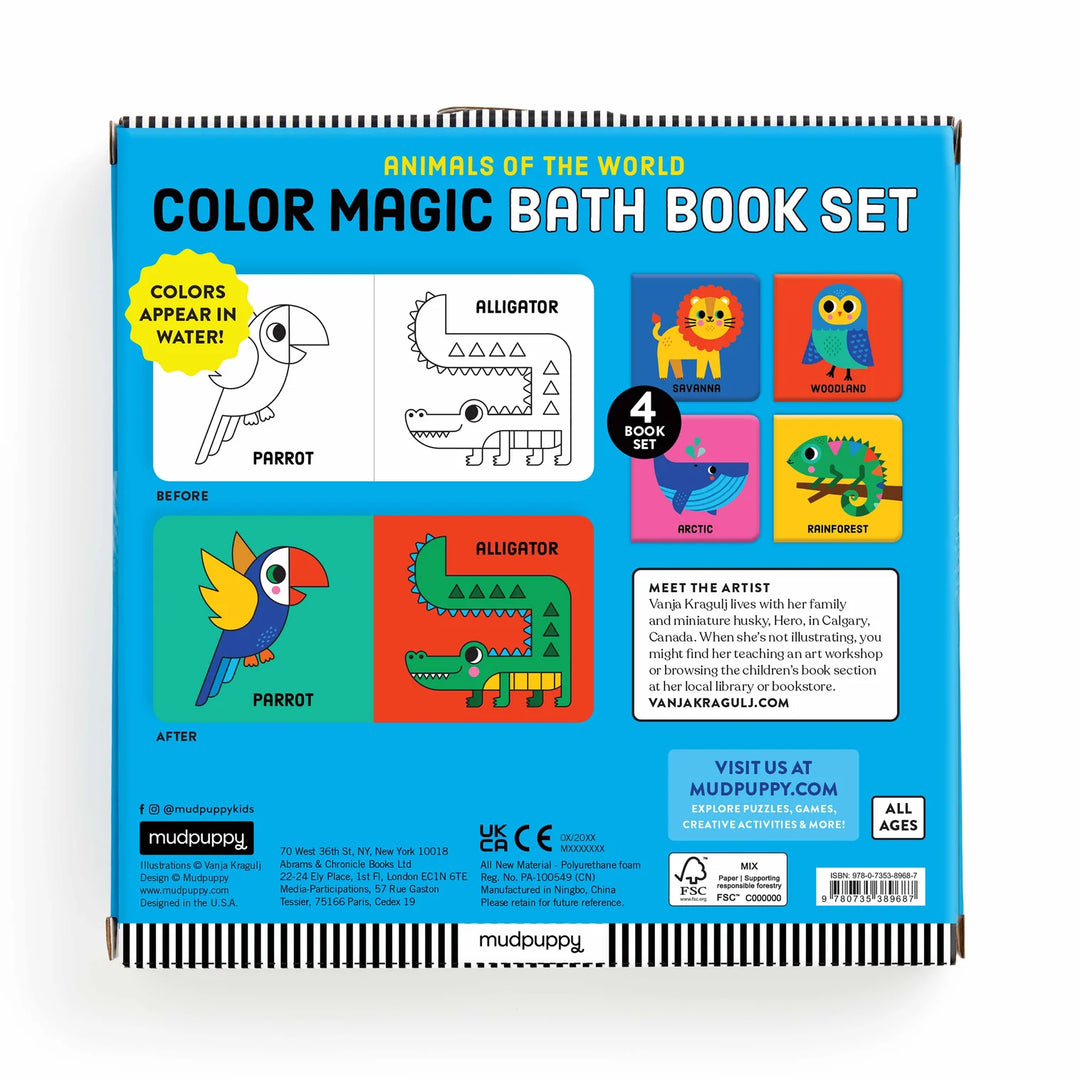 Mudpuppy Animals of the World Color Magic Bath Book - 4pcs Set