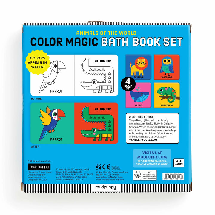 Mudpuppy Animals of the World Color Magic Bath Book - 4pcs Set