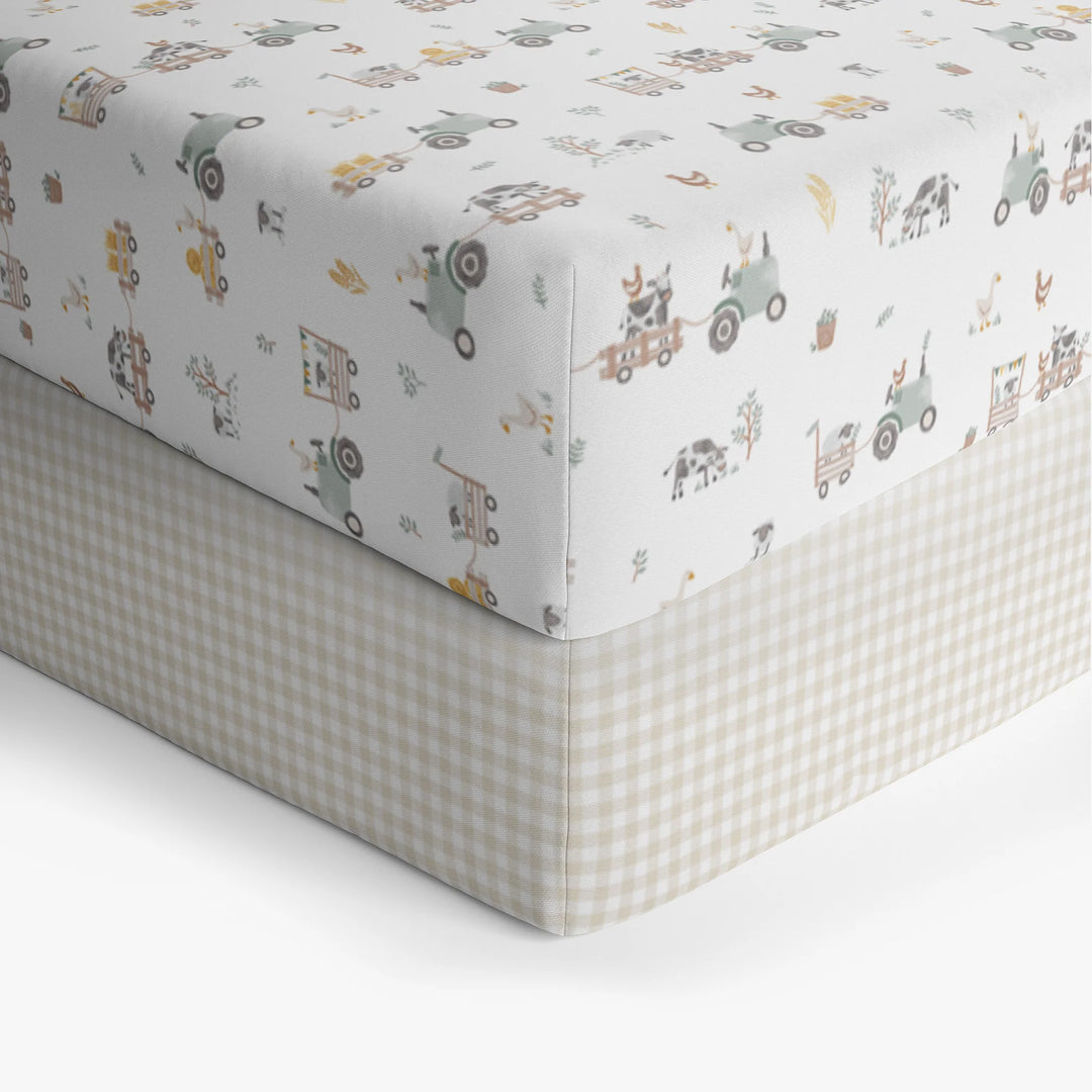 Living Textiles 2 Pack Cot Fitted Sheets - Tractor Ride