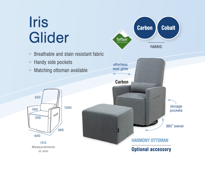 Valco Baby Iris Glider Set(Incl Harmony Ottoman)-Carbon(N0181/N0186)