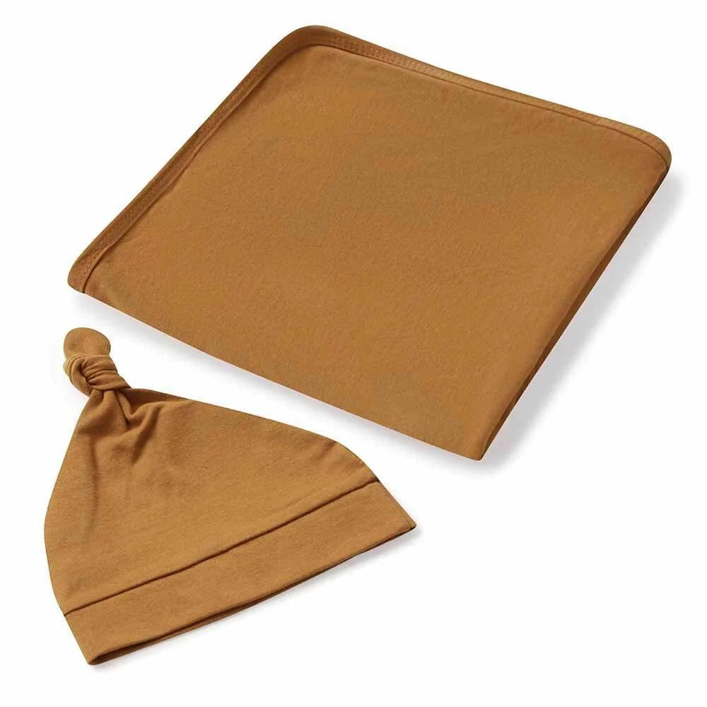 Baby Jersey Wrap & Beanie Se - Bronze