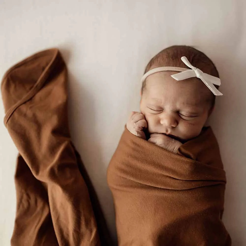 Baby Jersey Wrap & Beanie Se - Bronze