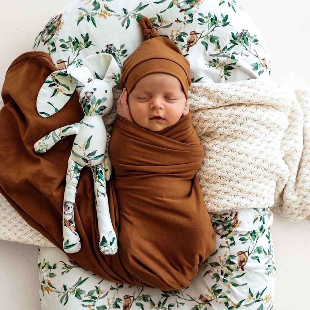 Baby Jersey Wrap & Beanie Se - Bronze