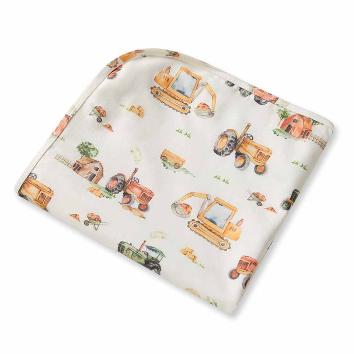 Organic Jersey Wrap & Beanie Set-Diggers & Tractors