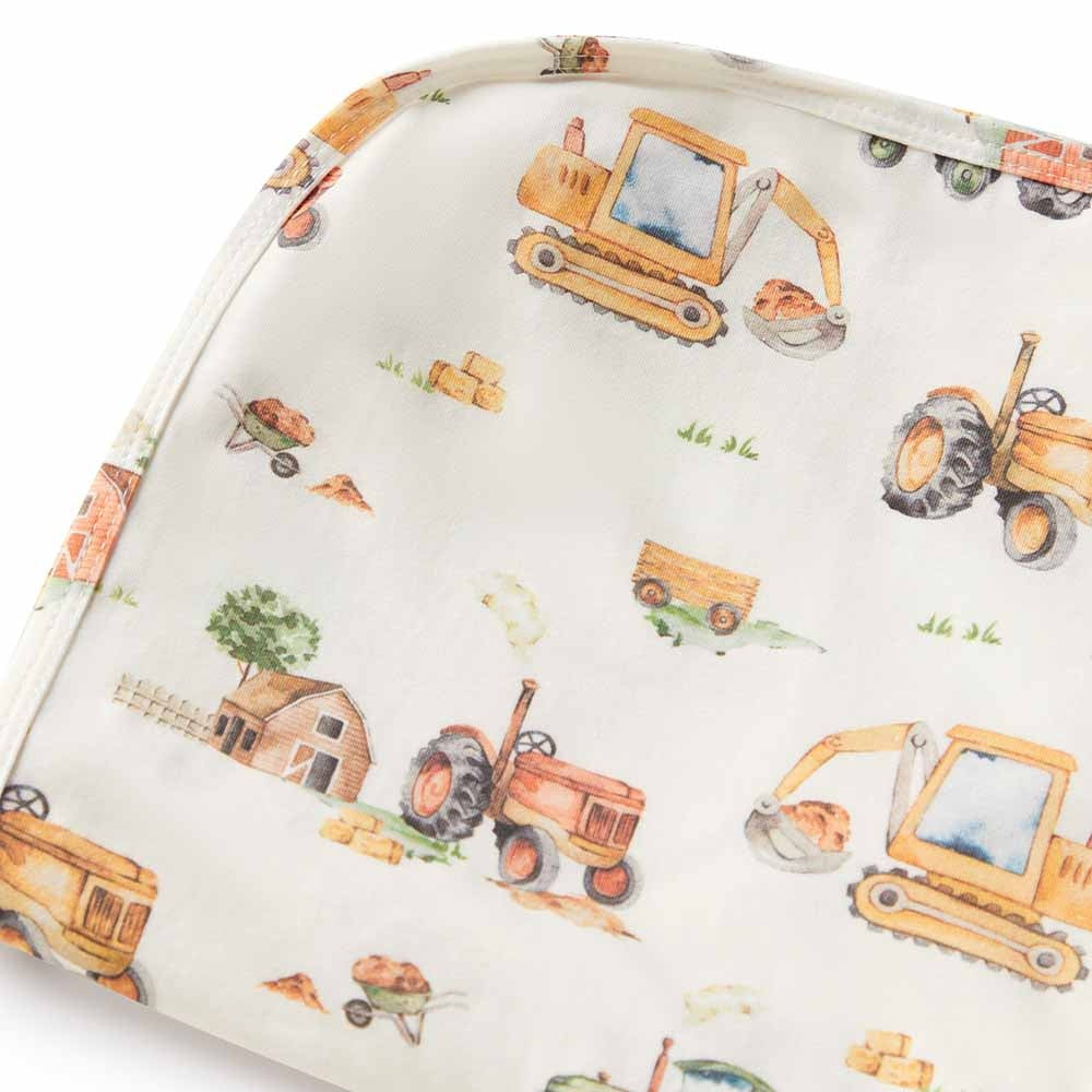 Organic Jersey Wrap & Beanie Set-Diggers & Tractors