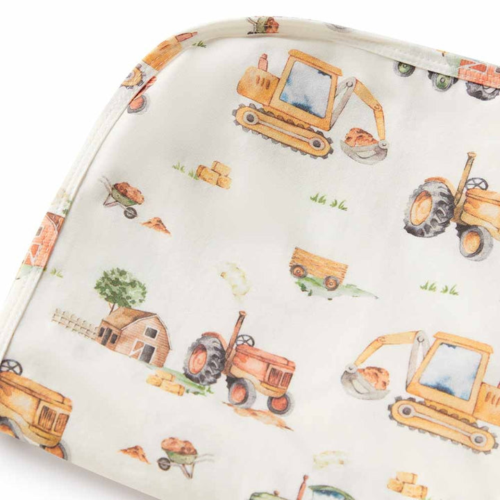 Organic Jersey Wrap & Beanie Set-Diggers & Tractors