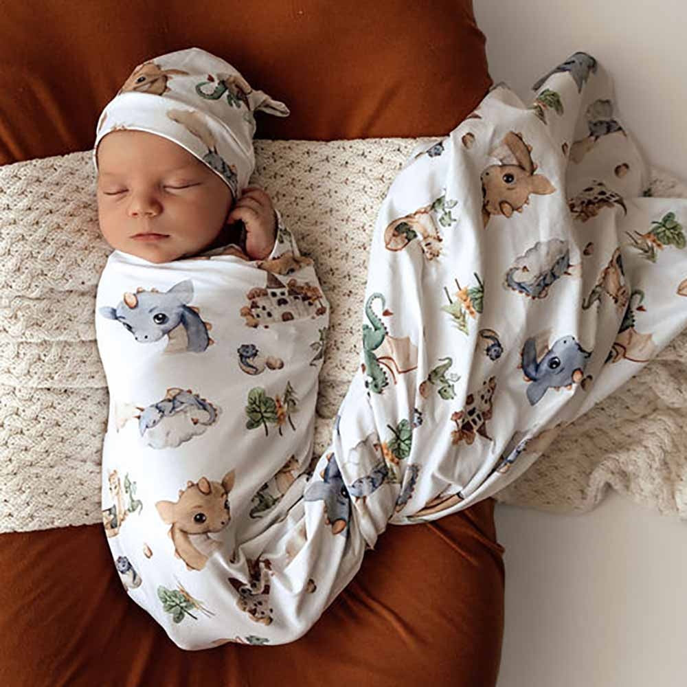 Organic Jersey Wrap & Beanie Set-Dragon