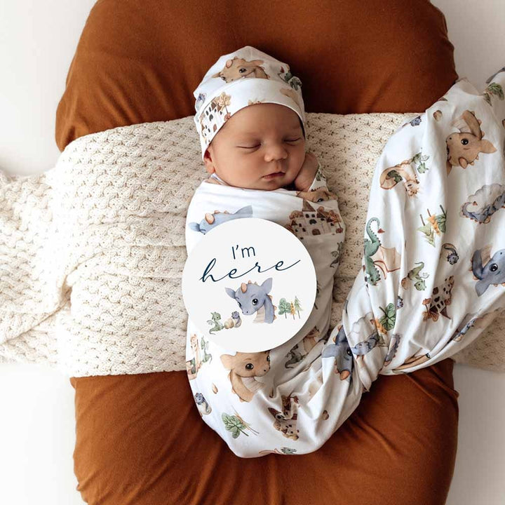 Organic Jersey Wrap & Beanie Set-Dragon