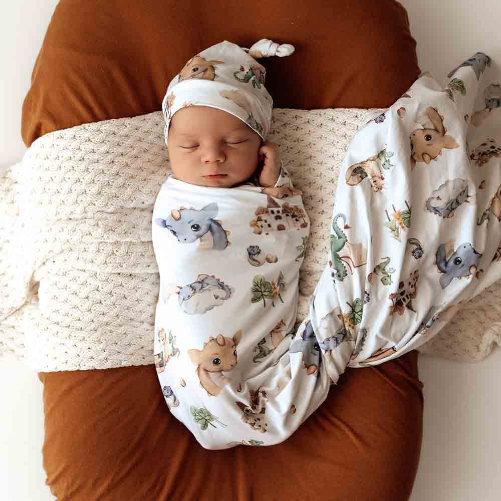 Organic Jersey Wrap & Beanie Set-Dragon