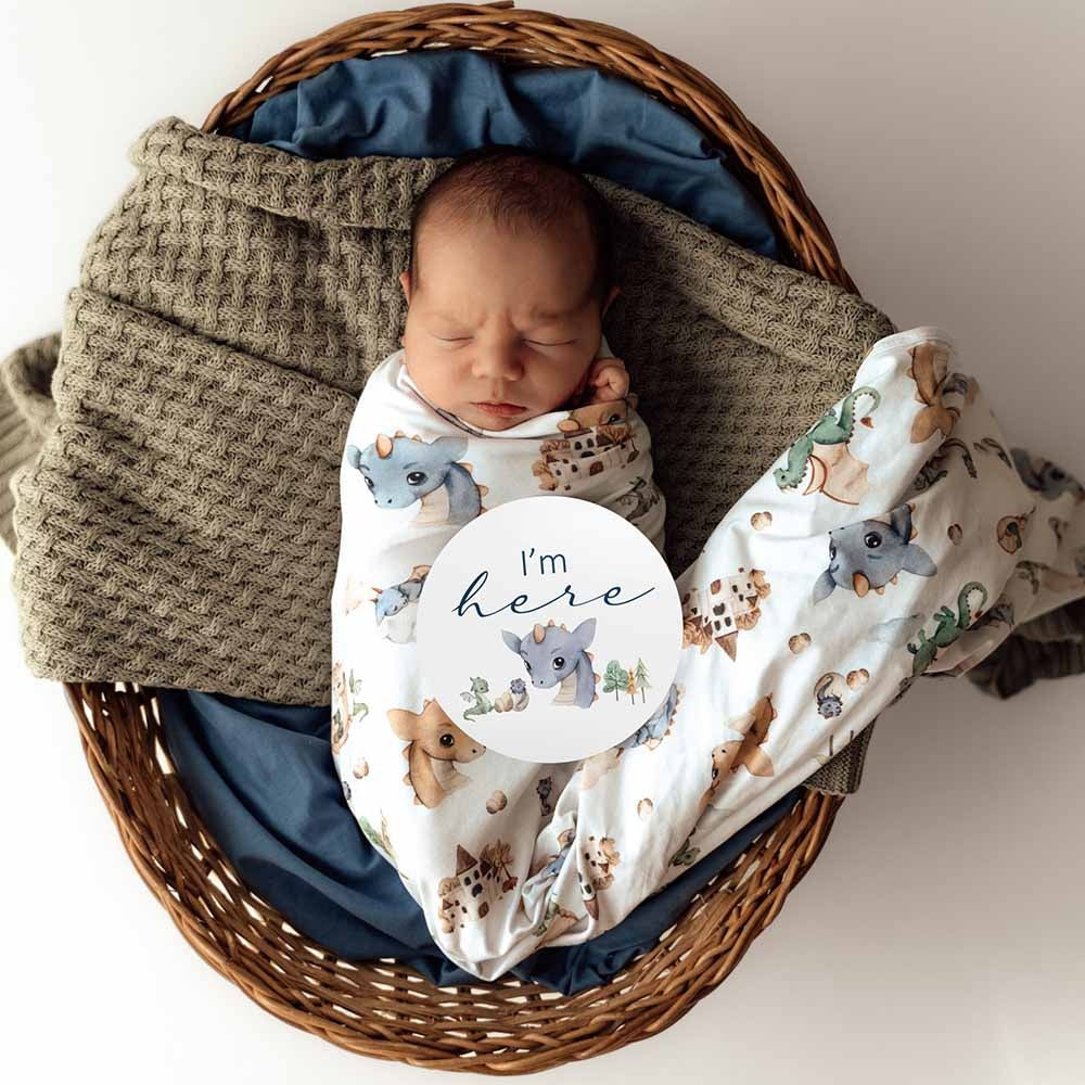 Organic Jersey Wrap & Beanie Set-Dragon