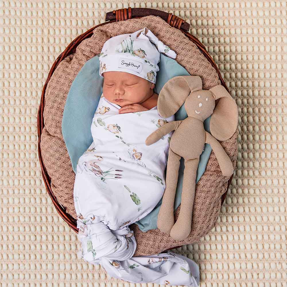 Baby Jersey Wrap & Beanie Set - Duck Pond