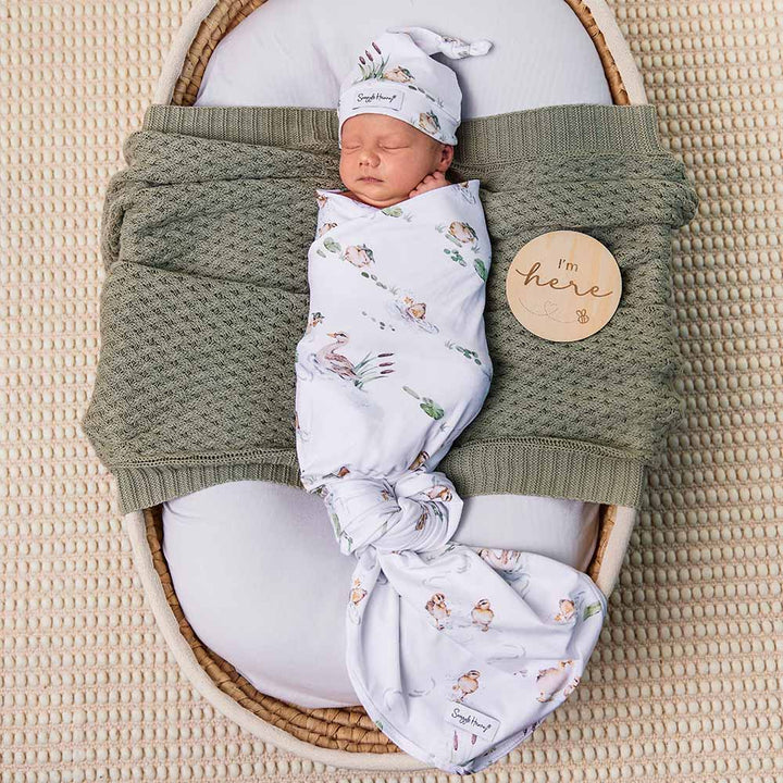 Baby Jersey Wrap & Beanie Set - Duck Pond