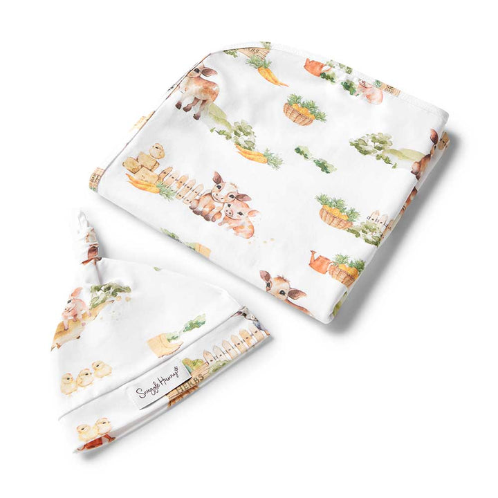 Organic Jersey Wrap & Beanie Set Farm