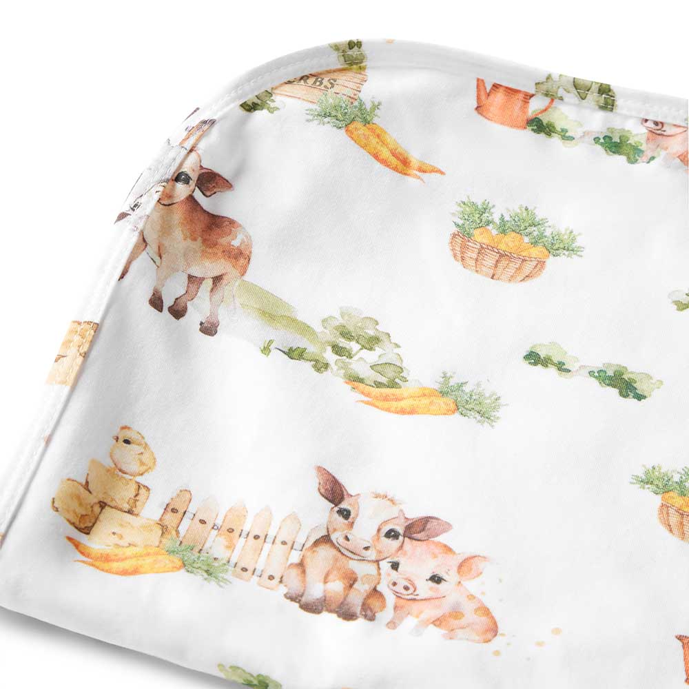 Organic Jersey Wrap & Beanie Set Farm