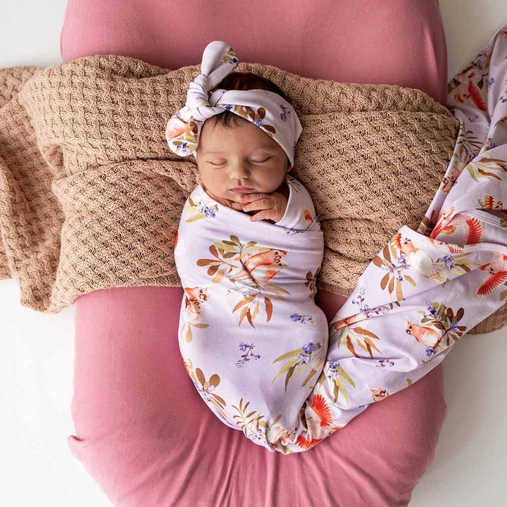 Baby Jersey Wrap & Topknot Set Major Mitchell