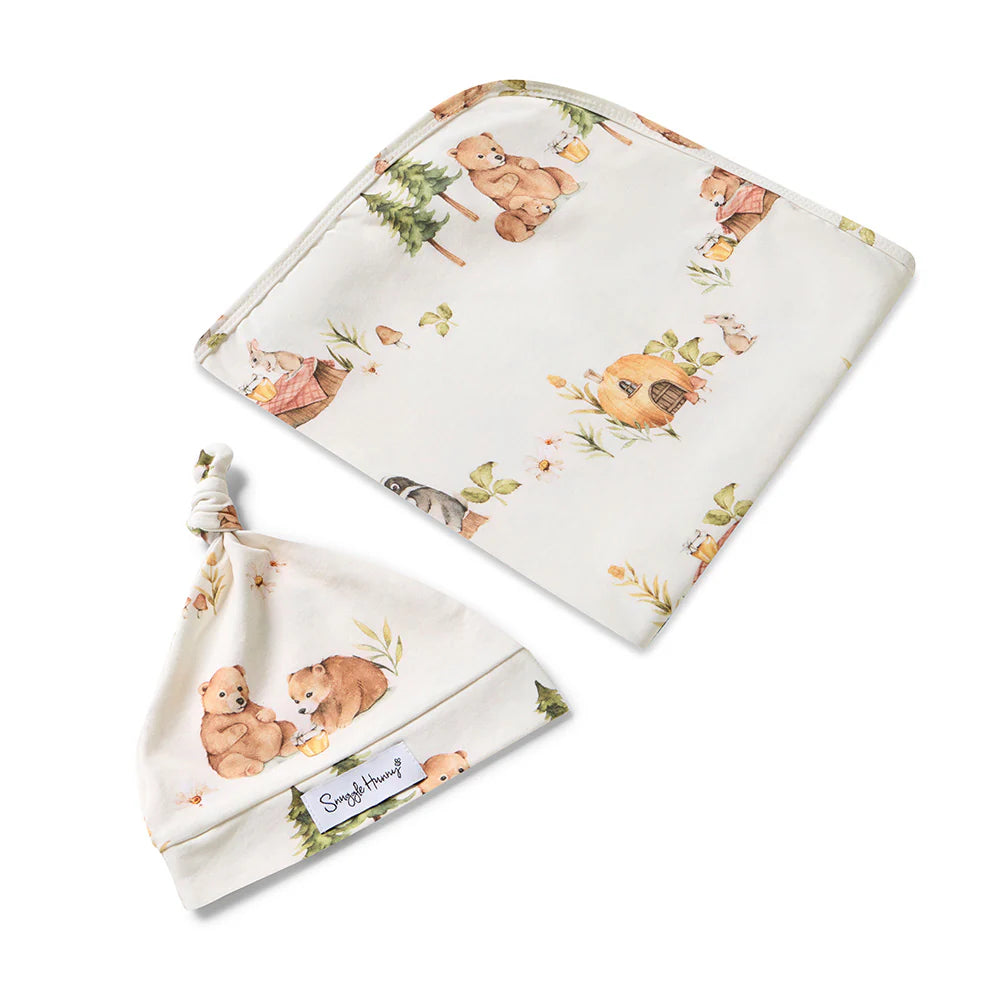 Baby Jersey Wrap & Beanie Set - Bears