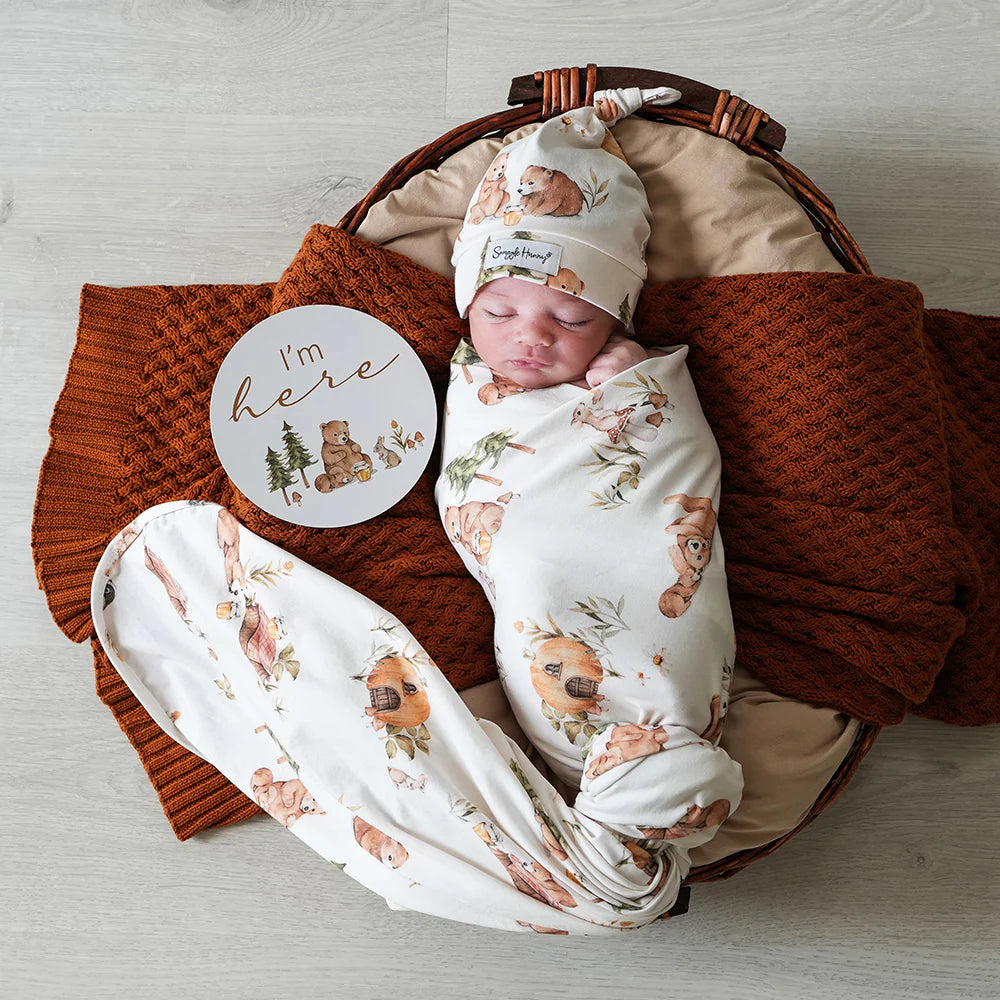 Baby Jersey Wrap & Beanie Set - Bears