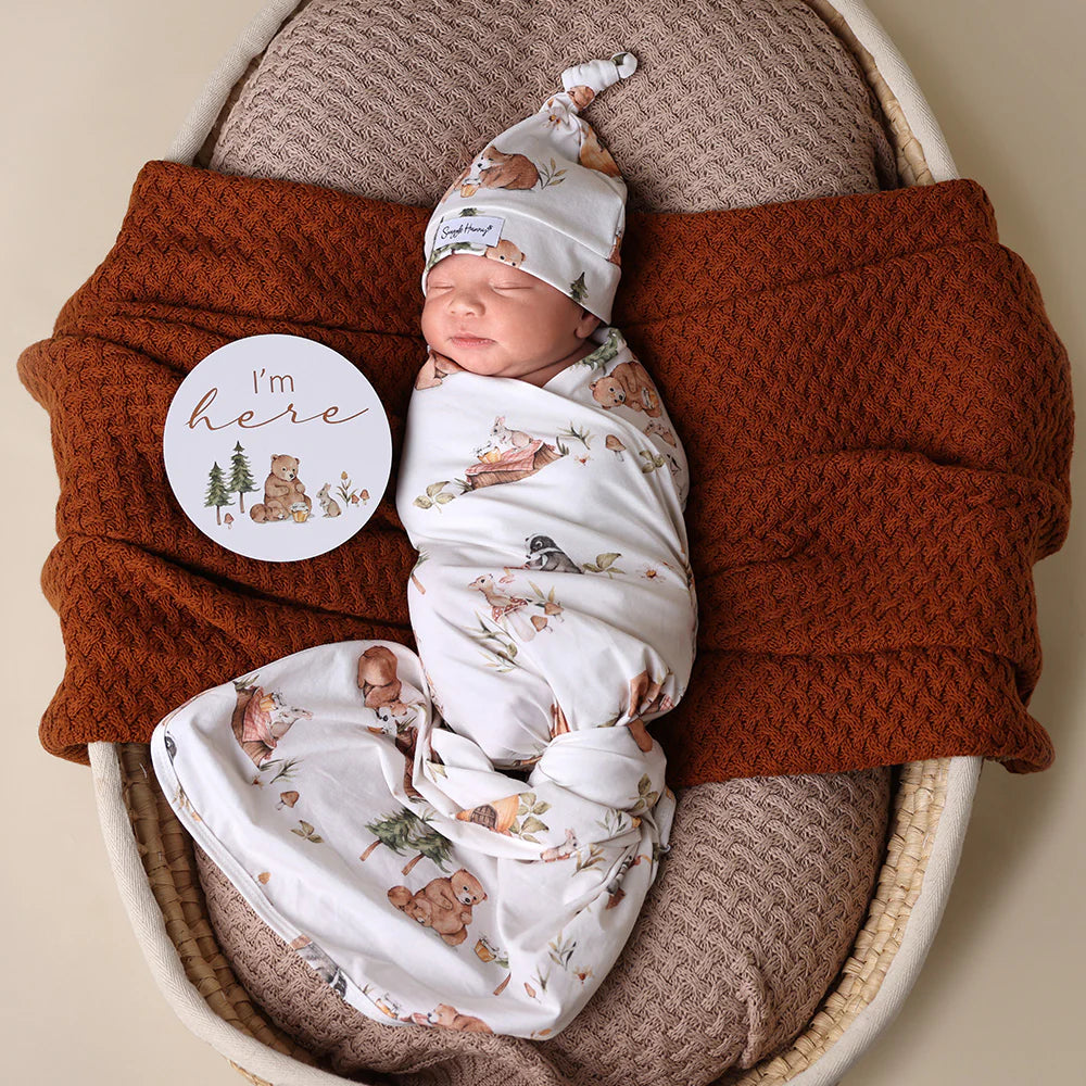 Baby Jersey Wrap & Beanie Set - Bears