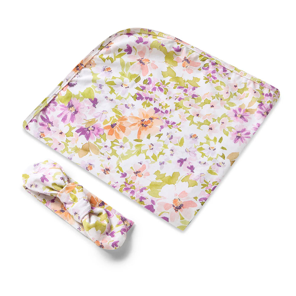 Baby Jersey Wrap & Topknot Set - Isla