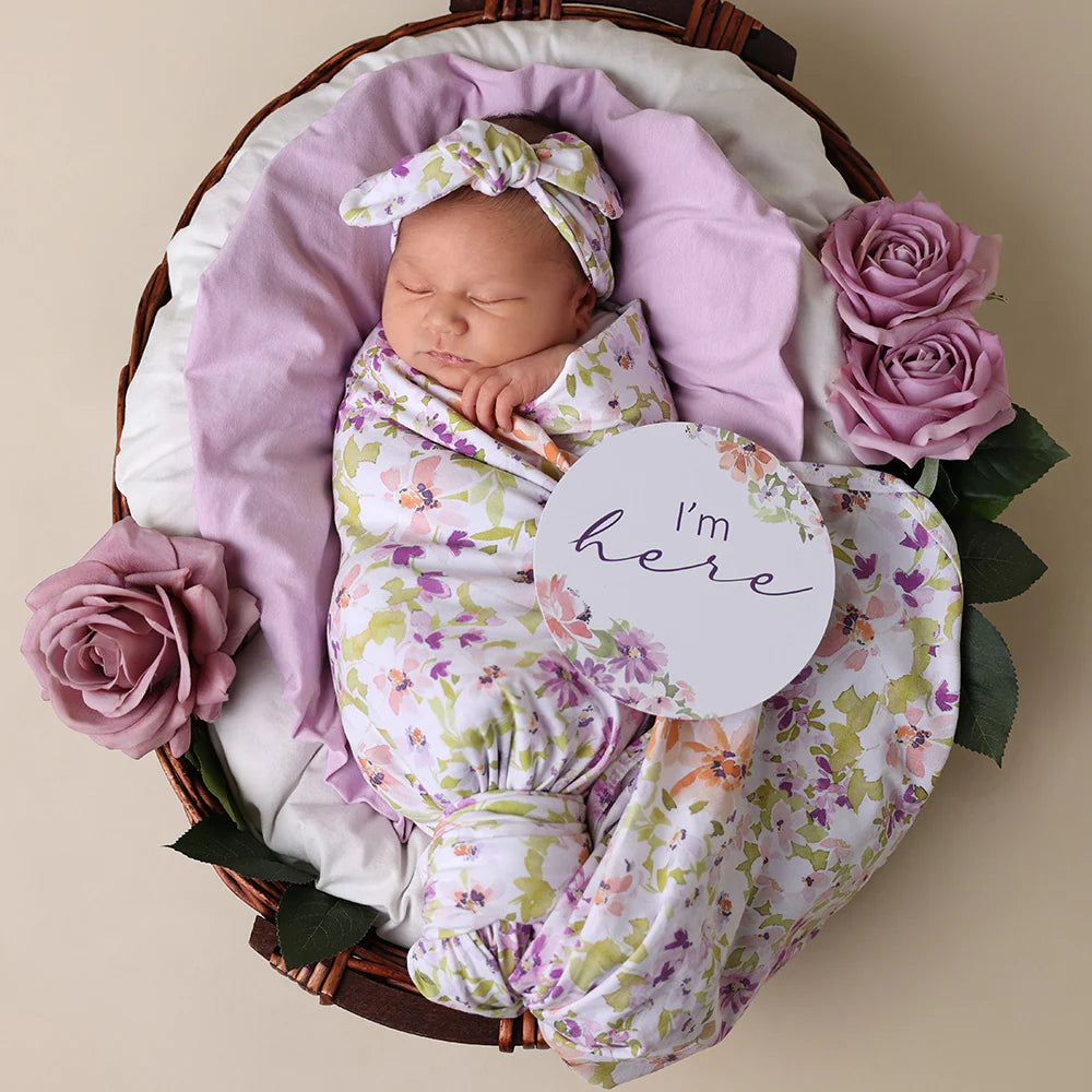 Baby Jersey Wrap & Topknot Set - Isla