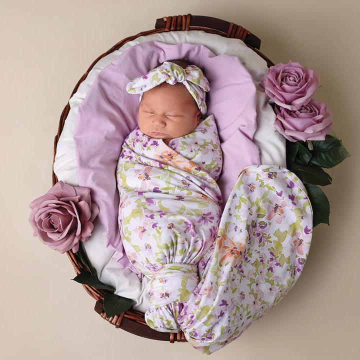 Baby Jersey Wrap & Topknot Set - Isla