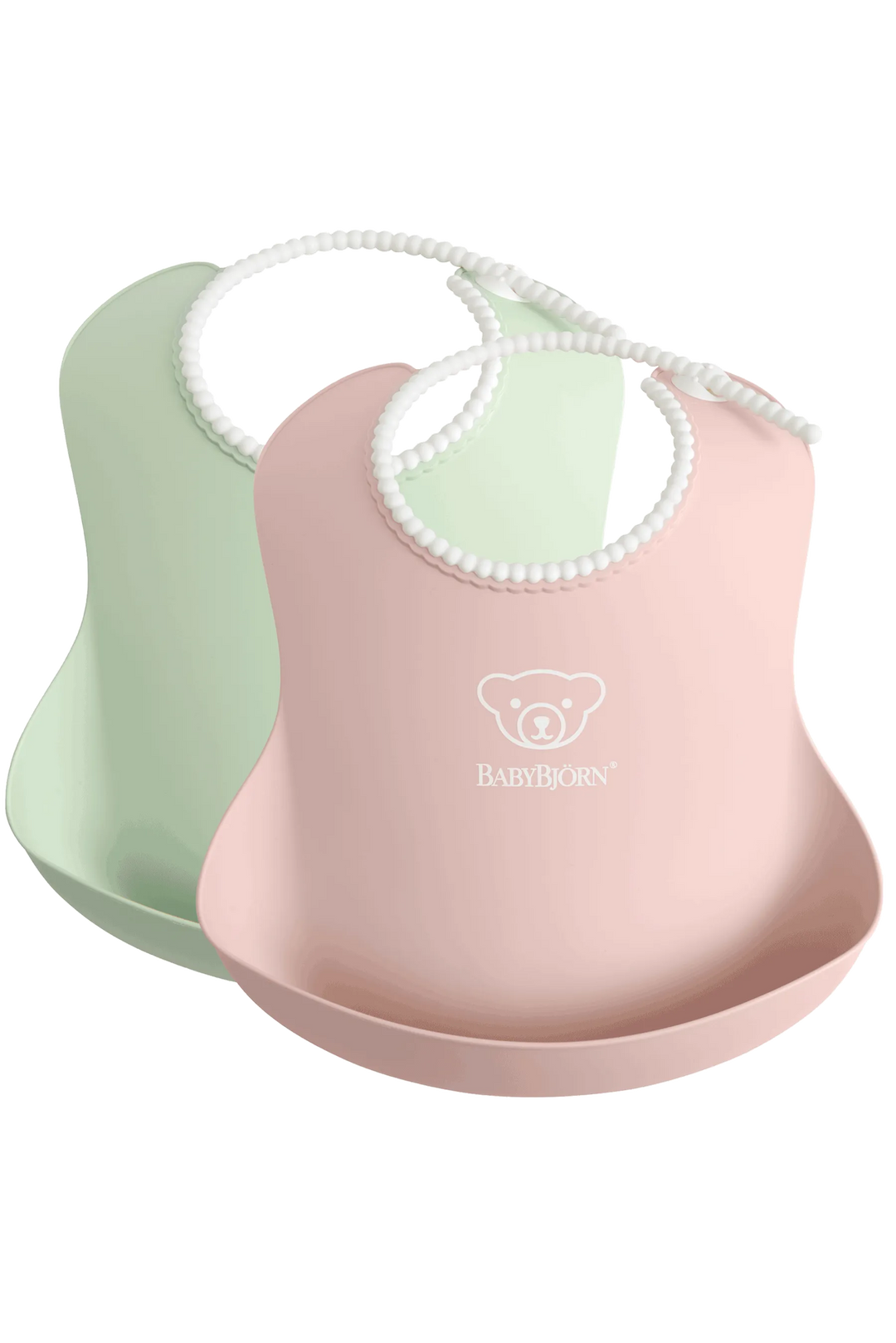 BabyBjorn Baby Bib, 2-pack - Powder green/Powder pink