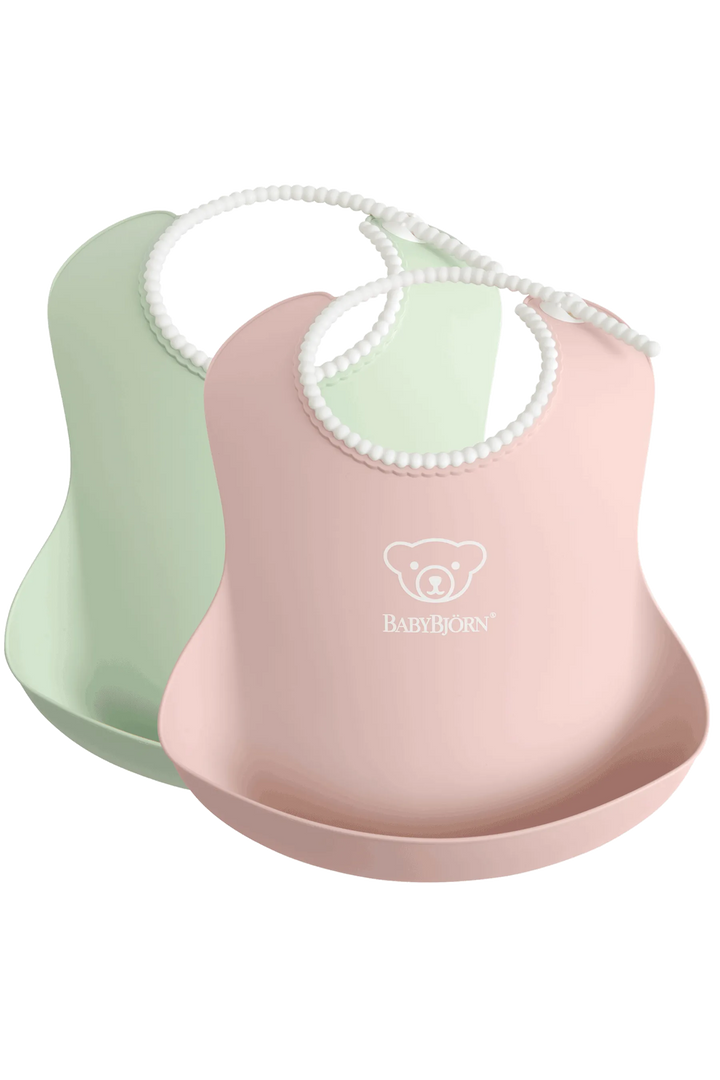 BabyBjorn Baby Bib, 2-pack - Powder green/Powder pink