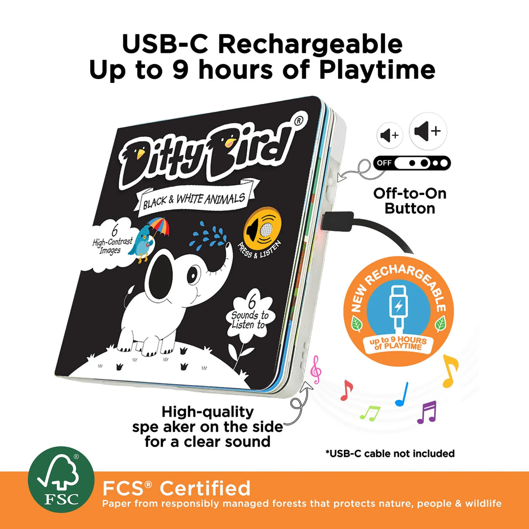 Ditty Bird Black and White Animals Monochrome