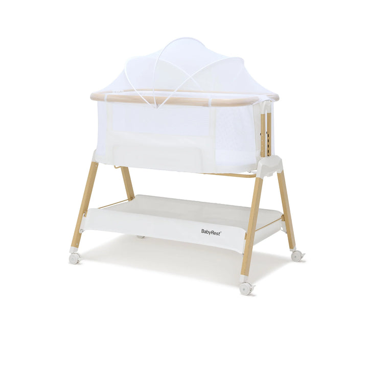 BabyRest Alfie Bedside Bassinet. White/Natural