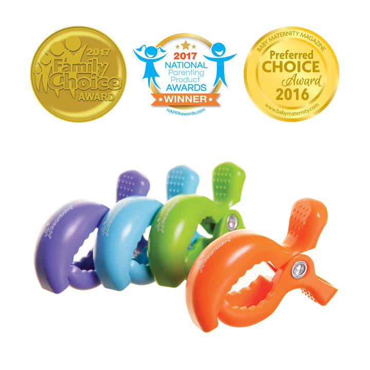 Dreambaby STROLLER CLIPS 4PK - BLUE/ORANGE/PURPLE/GREEN(F2224)